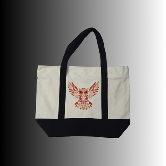 Autumn Owl Canvas Tote