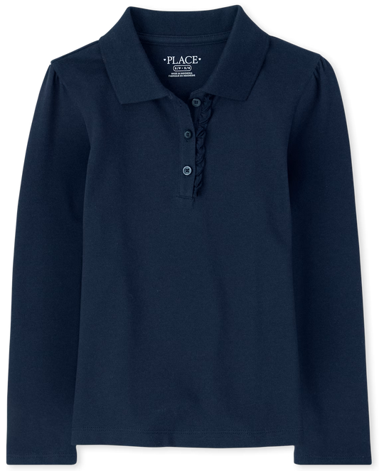 Girls Ruffle Long Sleeve Polo