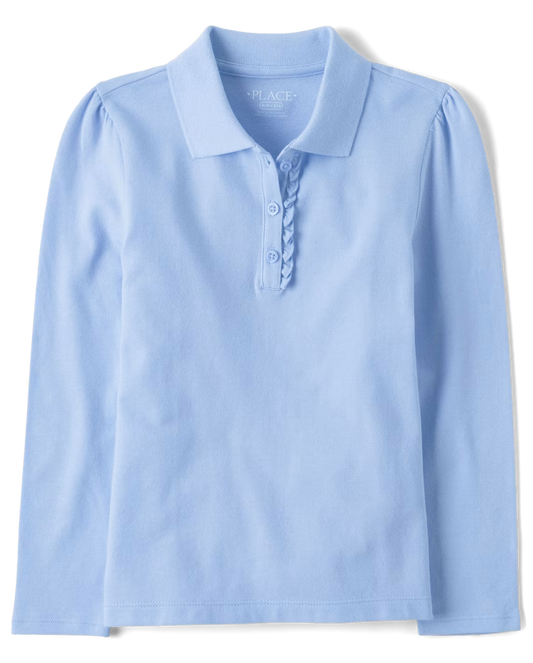 Girls Ruffle Long Sleeve Polo