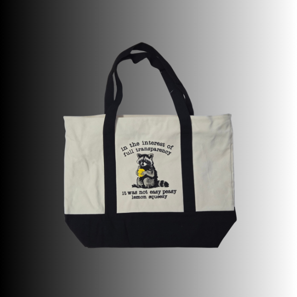 Raccoon Lemon Squeezy Canvas Tote