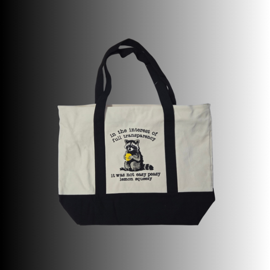 Raccoon Lemon Squeezy Canvas Tote